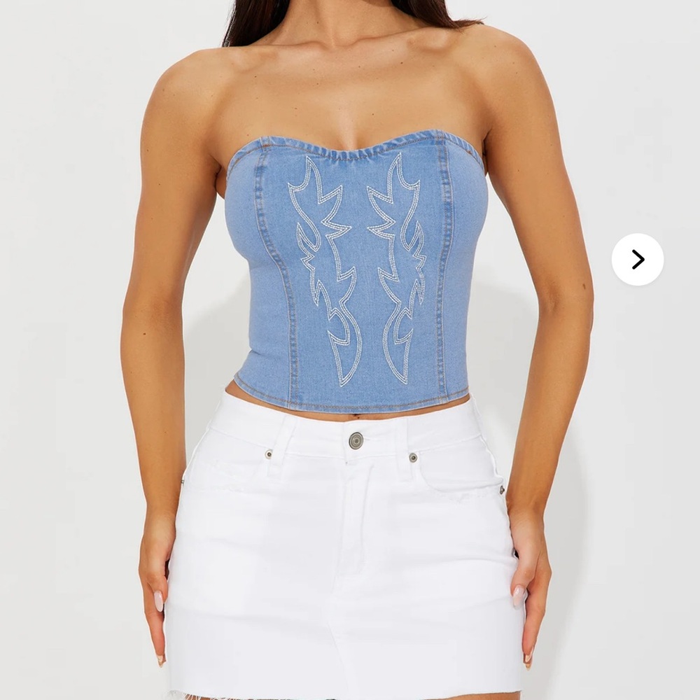 Fashion Nova Blue Denim Crop Top